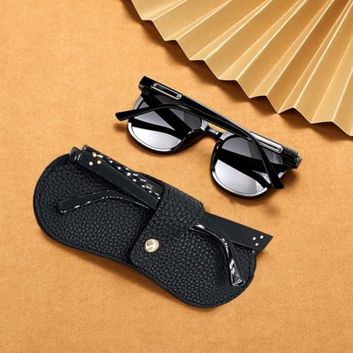 Image of Leather Sunglasses Bag Travel Glasses Case Holder Soft Leather Sunglasses Storage Case, Fashion Sunglass Organizer Case for Daily Use Travel 3 Pcs, Black