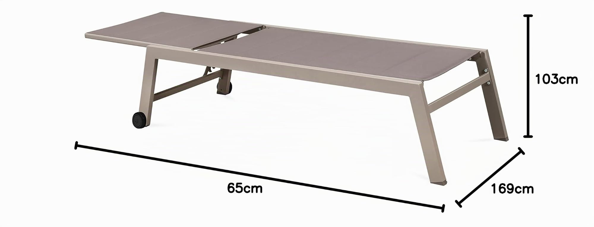 Oviala Lot de 2 Bains de Soleil en Aluminium et textilène Taupe