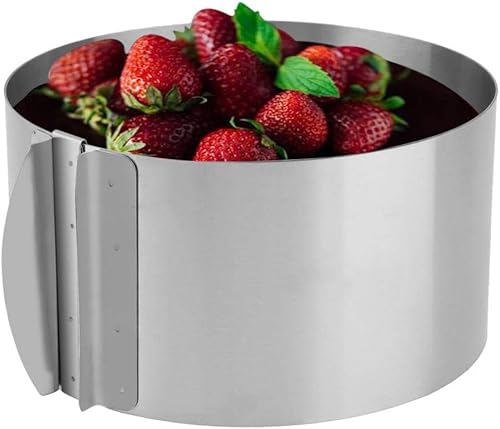 Miniatura 4 de MOTZU 2 piezas de moldes para tartas, anillos de mousse de acero inoxidable, molde ajustable, anillo de molde para decoración de tartas, collar de