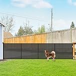 Retractable Reinforced 42" Tall Dog Gate, 155" Extra Long Baby Gate with Support Rods - Prevent Crawling Under, Indoor/Outdoor Fence/Black