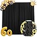 Black Backdrop Curtain for Parties Wrinkle Free Black Photo Curtains Backdrop Drapes Fabric Decoration for Birthday Party Wedding 5ft x 7ft,2 Panels