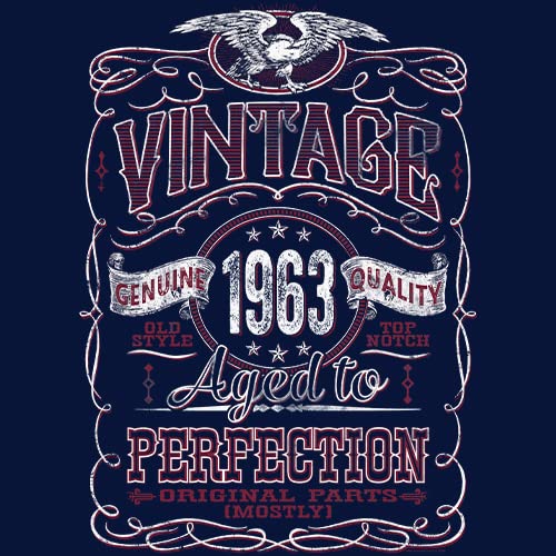 60Th Birthday Gift T-Shirt Men - Vintage 1963 Aged To Perfection - Navy-003-Xl #TOP4