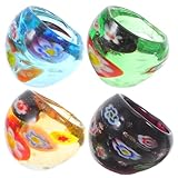 HOMOCONO 4 Anillos de Vidrio Diseño Étnico Único, Estilo Creativo y Elegante, Material Vidrio, Ideales para Uso Diario Joyas para Mujeres Varios estilos