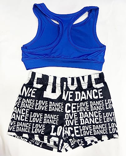 Image of TACKTIMES 2Pcs Girls Sleeveless Crop Top with Shorts Outfit Set for Athletic Leotard Dancing Swimming Gymnastics Dancewear