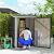 Outsunny 3.3' x 3.4' Outdoor Storage Shed, Metal Garden Tool House with Sloping Roof and Lockable Door for Backyard, Bike, Patio, Garage, Lawn, Gray