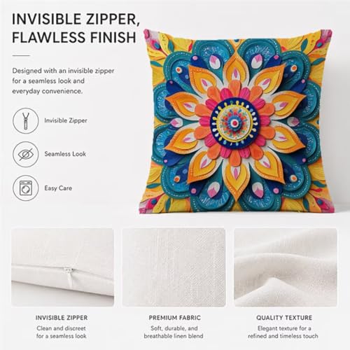 Housses de coussin extérieur 55x55 lin lot de 2 imperméables bohème - 6