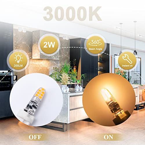 Dicuno G4 Led Bulb, Jc Bi-Pin Base 2W Light Bulb, Ac/Dc 12V, 20W T3 Halogen Replacement Bulb, Warm White 3000K, For Under Cabinet Light, Landscape Light, Chandelier, Non-Dimmable, 10-Pack #TOP3