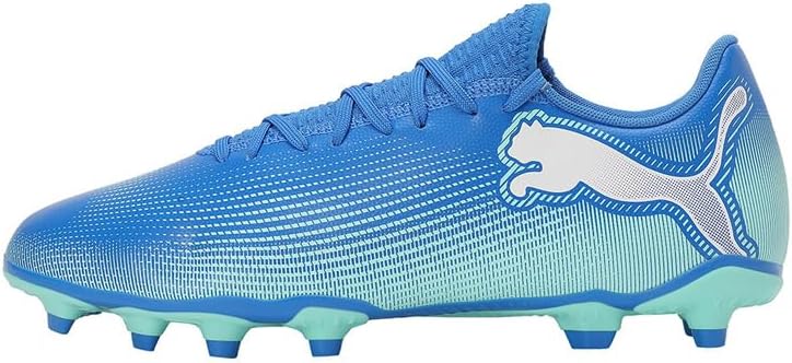 PUMA Future 7 Play Fg/AG, Soccer Shoe Unisex-Adulto 39 EU Hyperlink Blue Mint Puma White - Immagine 2