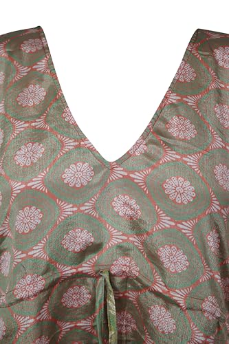 Pink Sherbet Glow Boho Dress : Recycled Silk Boho Summer Kaftan – Beach Dress L-2X3