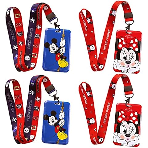 Lanyard Neck Strap Mickey Minnie Mouse Lanyard with Card Holder Waterproof Mickey Mouse Badge ID Card Holders Minnie Badge Detachable Card Holder Keys Office School Supplies Cover