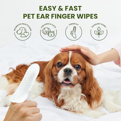Ear-Finger-Wipes-for-Dogs-Cats-Thicker-Dog-Ear-Cat-Ear-Cleaner-Wipes-Natural-Relief-Cat-Ear-Cleaner-Dog-Effectively-Remove-Ear-Wax-for-Dog-Kitten-Rabbit-Aloe-Scent-Deodorizing-50-Count Ear Finger Wipes for Dogs Cats Thicker Dog Ear Cat Ear Cleaner Wipes Natural Relief Cat Ear Cleaner Dog Effectively Remove Ear Wax for Dog Kitten Rabbit Aloe Scent Deodorizing 50 Count
