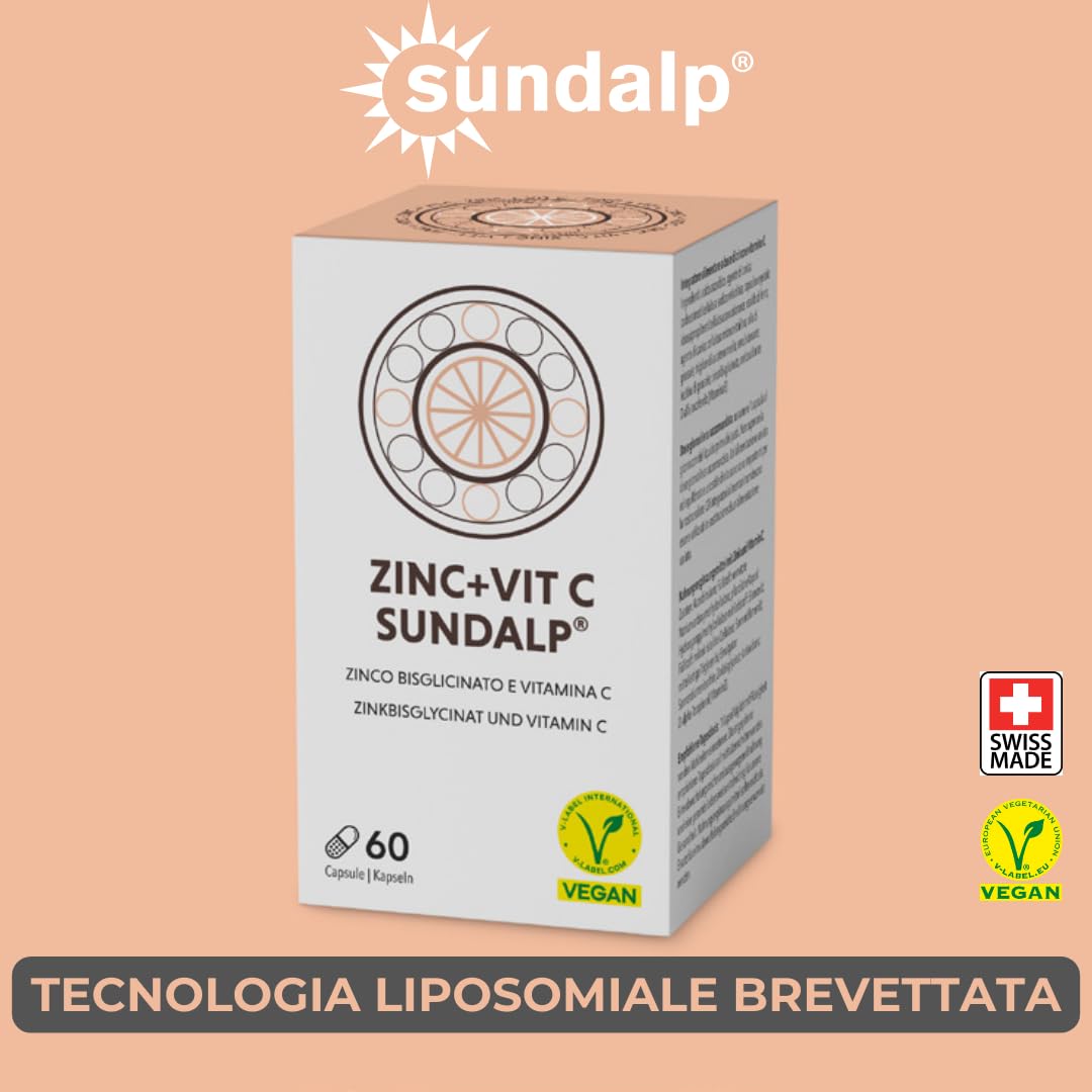 SUNDALP Zinc + Vit C | Integratore per Sistema Immunitario e Stanchezza | Integratore Alimentare con Zinco e Vitamina C - 60 Capsule