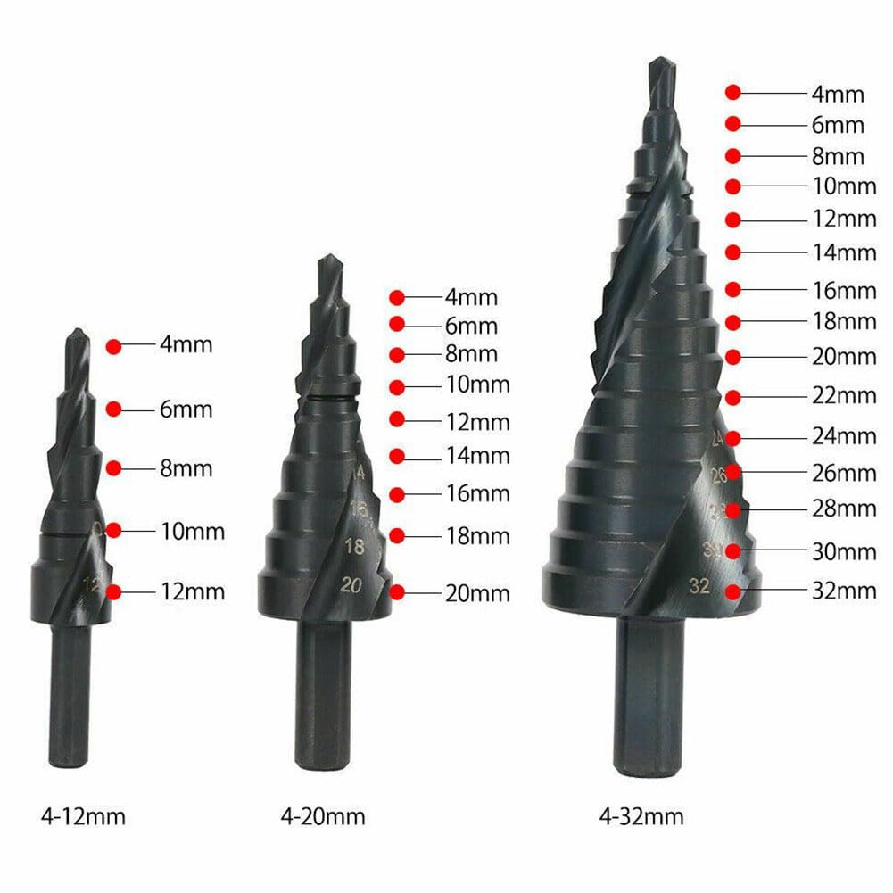 Jeu De Forets Étagés HSS, 3 Pièces, 4-12 4-20 4-32mm, Foret De Nitruration En Acier Rapide, Coupe-trou Pour Le Métal
