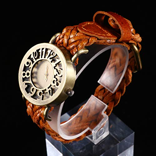 Relógio de pulso estilo retro com pulseira trançada de plutônio decoração de relógio de pulso de qua