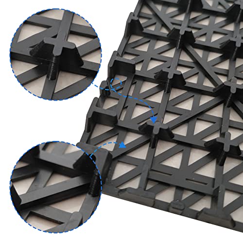 Jaderlu 12 Pack Modular Interlocking Cushion 11.6" x 11.6" Rubber Mat Floor Tile Mats Drain Pool Patio Balcony Yard Pet Area Washer Pad(Black) by JADERLU - Used condition - Image 6