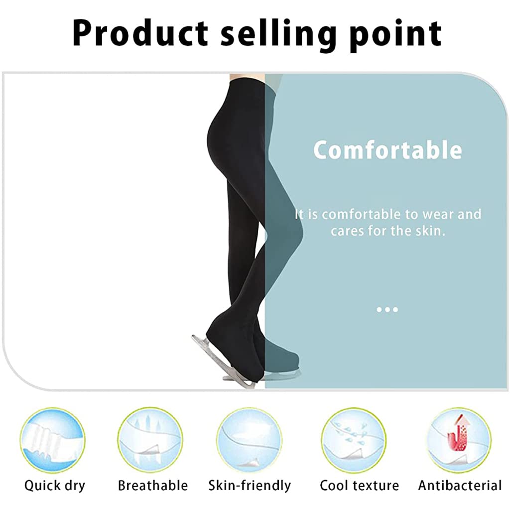 Generico Collant da Pattinaggio Artistico Leggings Termici con Fibbia Adatti per Ragazze E Donne(Size:S,Color:Nero)