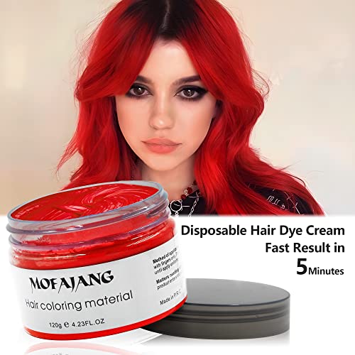 Image of Red Temporary Hair Dye Wax Natural Instant Hair Color Wax Pomades 4.23 oz,Hair Styling Clay for Party, Cosplay, Halloween,Christmas