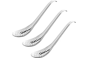 Caviar Spoon - Stainless Steel Spherification Olive Spoon Strainer Sliver-3Pcs