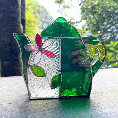 [ステンドグラスのある暮らし]フラワーポット(コーヒーフィルターケース)[ウェーブGグラス工房] GAW027 (グリーン)