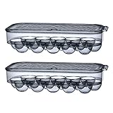 KaryHome 2 Pack Stackable Egg Holder for Refrigerator, Reusable Egg Cartons Egg Tray,Translucent...