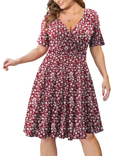 Image of Ahlaray Plus Size Faux Wrap Dress for Curvy Women with Pockets