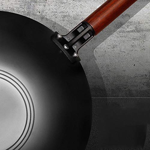 YPOSPDD ,Kochtopf, traditioneller handgefertigter Eisen-Wok, antihaftbeschichtete Pfanne, Nicht beschichtet, Gas- und Induktionsherd, Kochgeschirr, Küchentopf, Pfannen, Wok