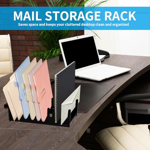 Briefhalter Acryl, Briefständer Schreibtisch mit 12 Schlitzen, Posthalter für den Schreibtisch, Mail Halter Sortierer, Brief Organizer für Wohnung Büro Schule, Schwarz, 1 Stück
