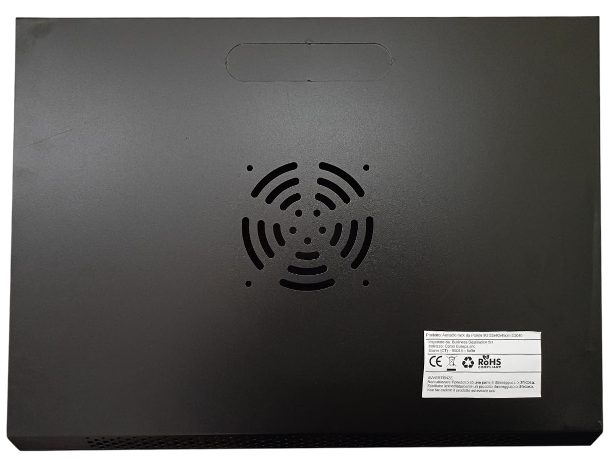 Armadio Rack da Parete 9U 19" Acciaio Nero 53x40x45 cm Porta Vetro Temperato Serratura