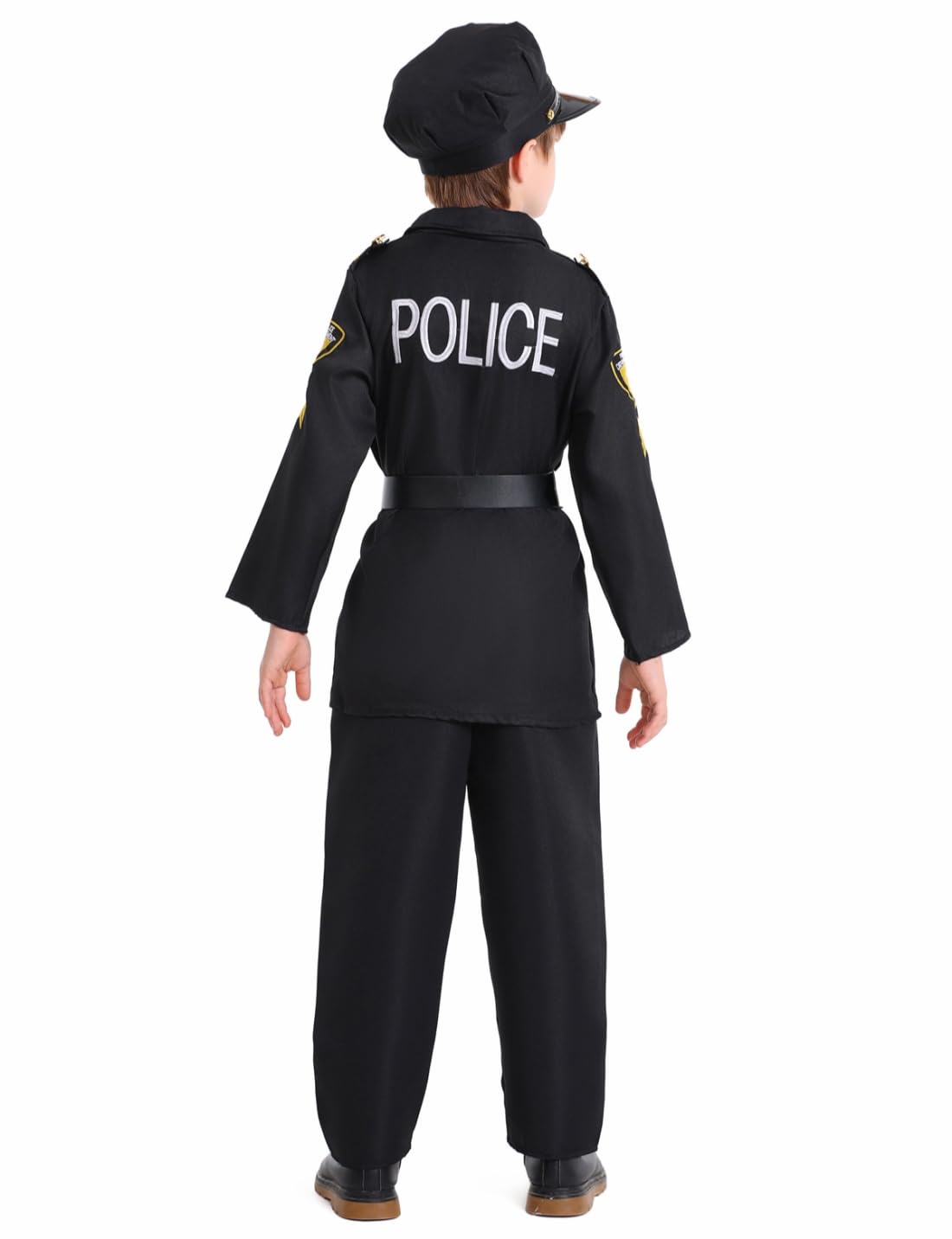 Costume da polizia, per bambini, costume da polizia, per cosplay, con accessori, costume di carnevale, uniforme con equipaggiamento di polizia, berretto, manette, occhiali da sole per carnevale,