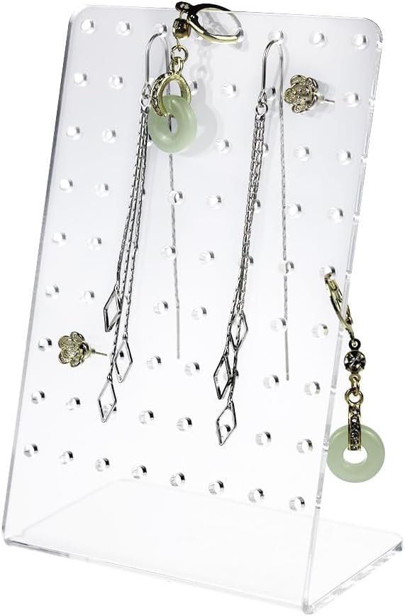 Zenarao Professional 72-Hole Earring Display Stand - Translucent Jewelry Organizer Rack for Commercial Boutique and Home Storage, Holds 36 Pairs of Studs/Cuffs/Hoops (12x8in, Space-Saving Design)