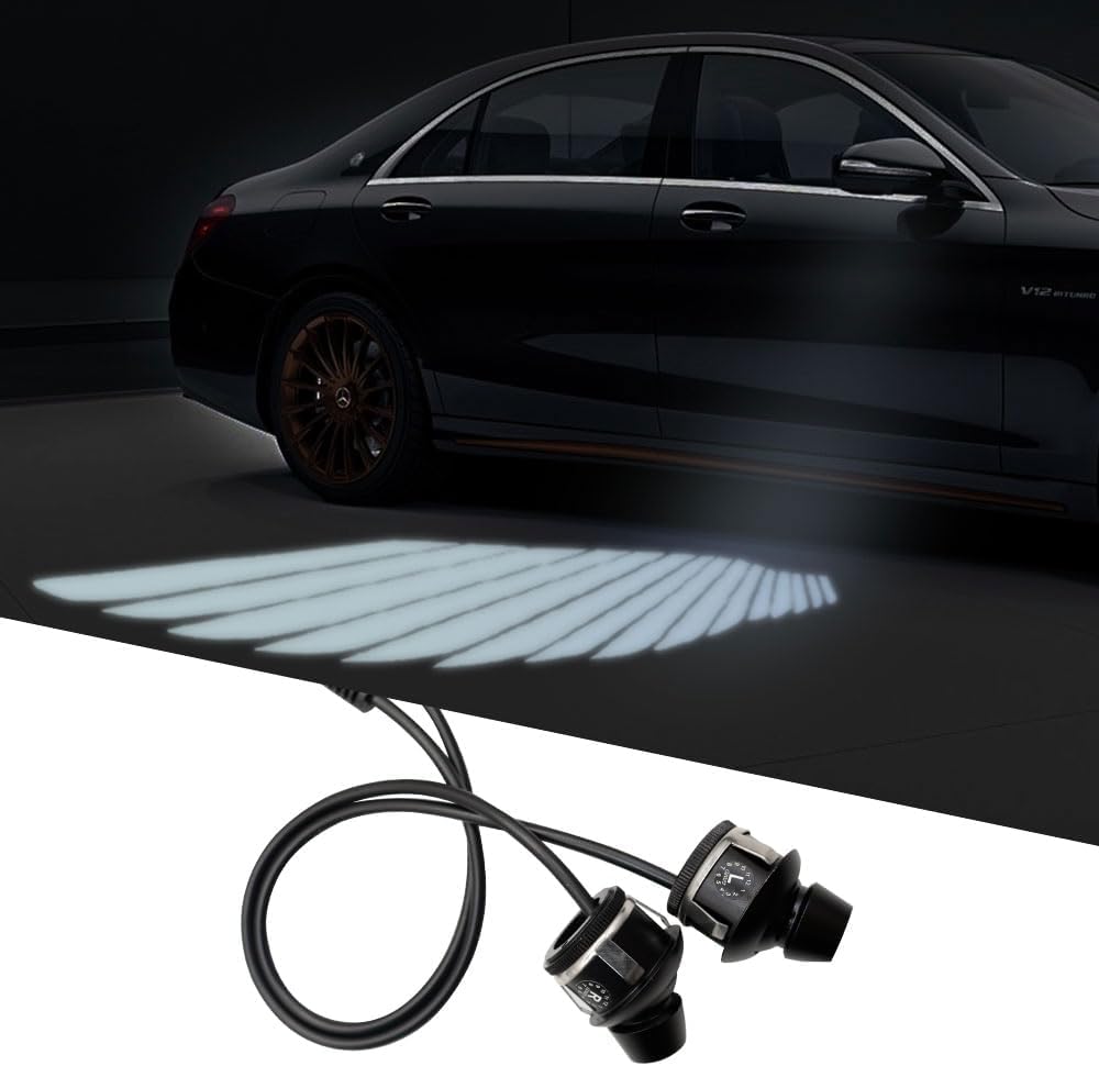 SRPHERE Car Bike Side Rearview Mirror Welcome Lights Dynamic Projectio Laser light Decoration Ambient Lamps White Angel Wings Light (Welcome Angel Wings Light)