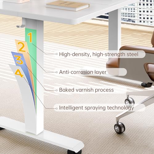 Image of Veken 63x23.6 Inch Large Electric Standing Desk, Heights Adjustable,Sit to Stand Up, Work Home Office Computer Table for Walking Pad, Wooden Desktop Desks, White