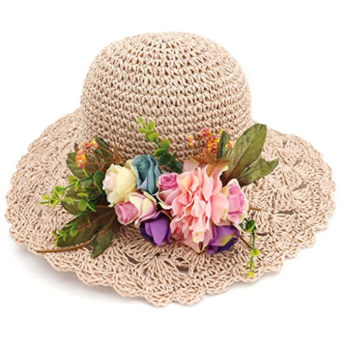 Chapeau de soleil en crochet fait main élégant pour femme grand bord plage voyage