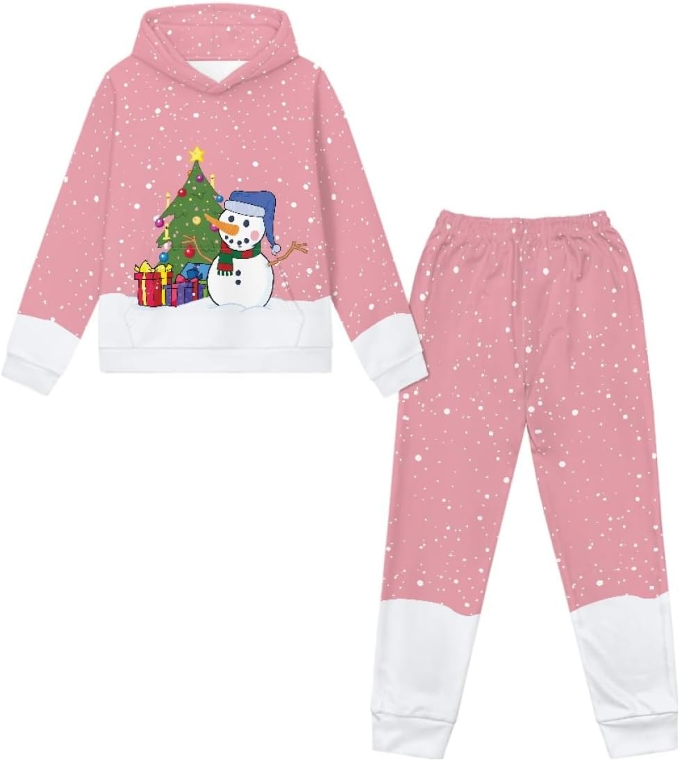 GLUDEAR Boys Girls Ugly Christmas Print Long Sleeve Pullover Hoodie Sweatshirt and Sweatpants Outfit Set