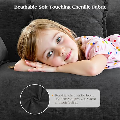 Image of 113.8 inch Modular Sectional Sofa,Cloud Couch for Living Room,Modern Deep Seat Sofa 5 Seater Chenille Fabric Comfy L Shaped Couches with Throw Pillows for Apartment