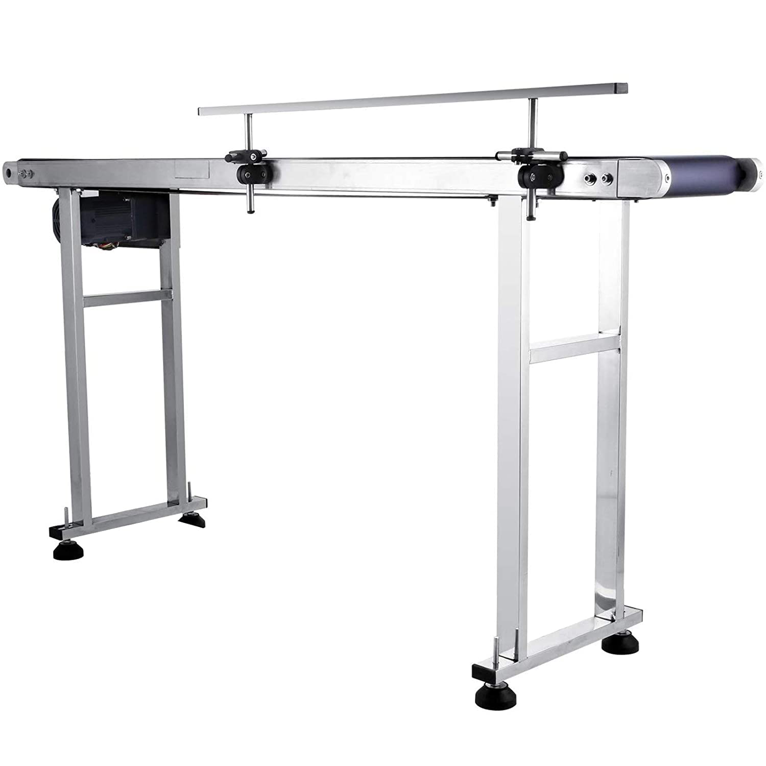 VEVOR Bande Transporteuse Convoyeur à Bande Electrique Table de Convoyeur 0-25M / min Convoyeur en Acier Inoxydable Ceinture en PVC Antistatique Motorisée avec Double Garde-corps (150 × 25 × 75 cm)