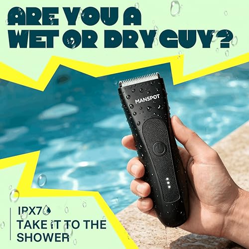 Image of MANSPOT Manscape Groin & Body Hair Trimmer for Men, Electric Ball Pubic Trimmer Shaver,Manscape Kit with 4 Guard,Replaceable Ceramic Blade Heads,Waterproof Wet /Dry Shaver,90 Minutes Shaving