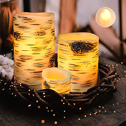 Crystal Club Led Flameless Candles With Remote, Battery Operated Flickering Led Candles With Timer, Real Wax Birch Bark Candle Lights For Home Bookcase Décor #TOP1