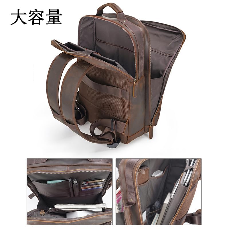 リュックメンズ本革牛革PC収納A4レザー大容量多機能 DomTeporna（ドンテポーナ） ビジネスリュック 革 本革 ブランド