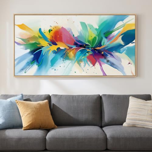 Large Framed Colorful Abstract Wall Art for Living Room, Horizontal 30x60