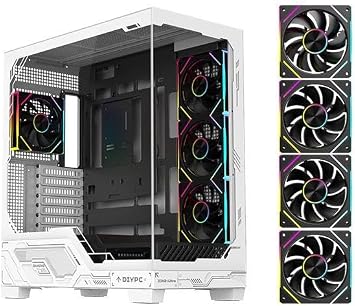 DIYPC IDX2-Ultra-ARGB Black Dual USB3.0/1 x Type C Tempered Glass ATX Gaming Computer Case w/Dual Tempered Glass Panel and 3 x ARGB PWM Fans Pre-Installed