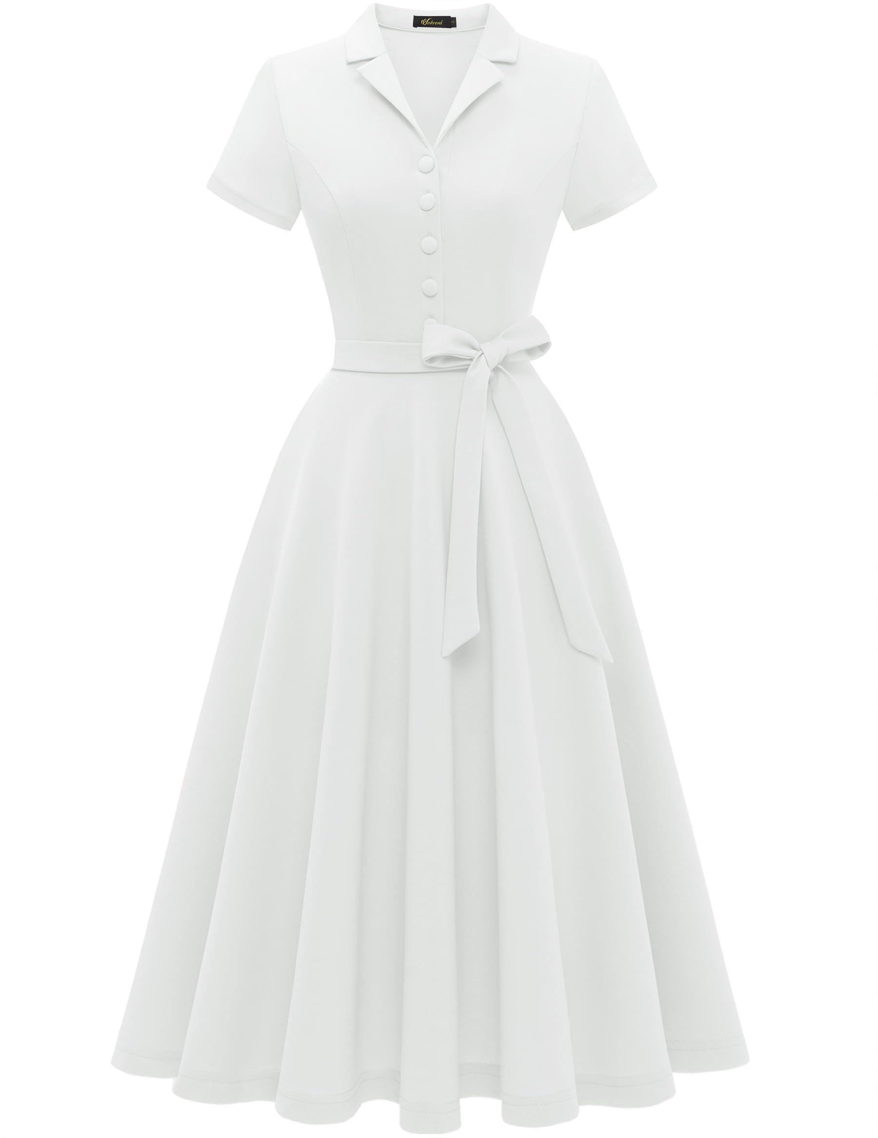 Wedtrend Robe vintage à manches courtes pour femme, robe de cocktail, de fête, de travail, d'église, décontractée