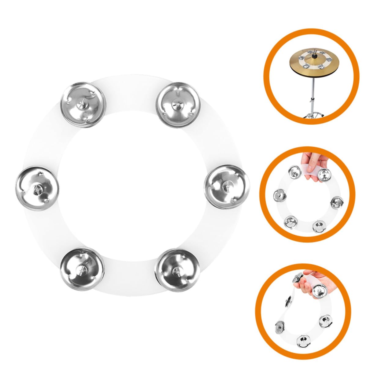 BESPORTBLE Cymbals Ching Ring Hi Hat Tambourine with Jingles and Double Row Bells for Jazz Drum Set Enhances Sound Quality and Performance Percussion Accessory