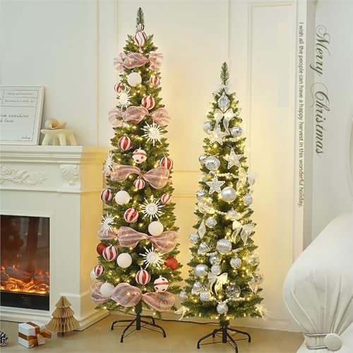 Árbol de Navidad de 2.1m estilo lápiz para esquinas sin espacio y decoración interior 5