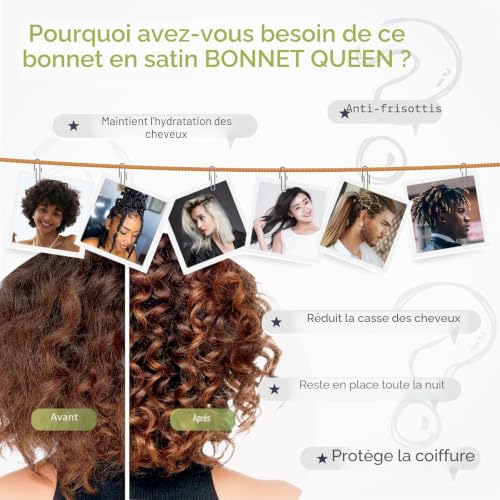 Bonnet en satin pour dormir protégeant les locks et boucles - 7