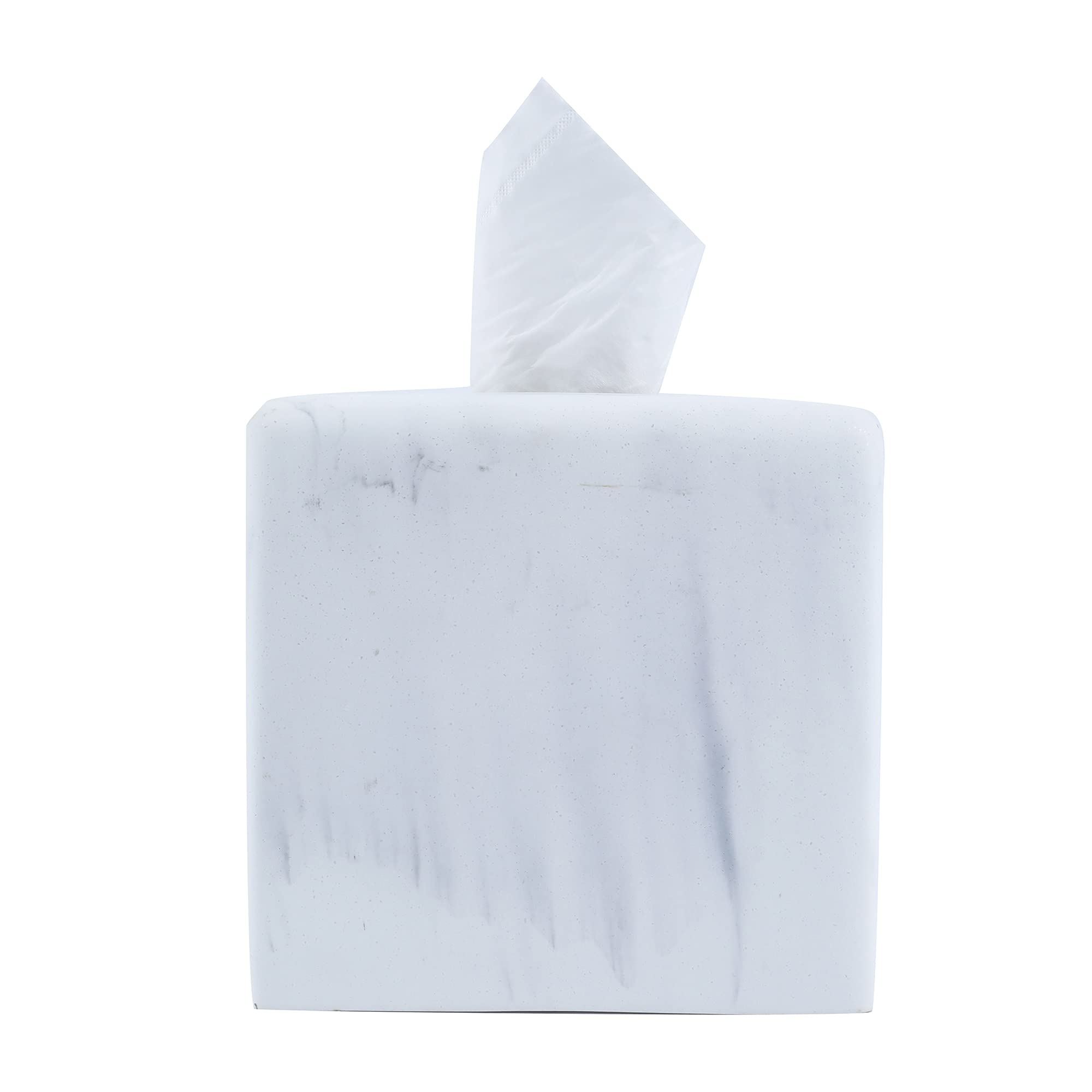 Hymmah Modern Square Tissue Box Cover Holder,Bathroom Accessories Decor Unique Design Tissue Box Cover for Bathroom Vanity Counter Tops Also Great for Bedrooms and Living Rooms