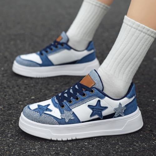 Star Platform Shoes, Cute Sneakers for Women Walking Outdoor, Fashionable Denim Shoes, Breathable Anti-Slip Casual Shoes3