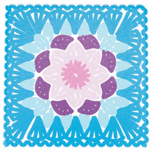 Villa d’Este Home Tivoli Set mit 6 dekorativen Keramikfliesen, Korkboden, 11 x 11 cm, Häkelmuster