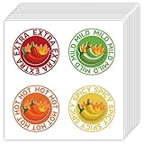 OLYCRAFT 20 hojas/80Pcs indicador de nivel picante pegatinas 4 cm 4 niveles chiles chiles etiquetas EXTRA caliente/caliente/picante/dulce etiquetas para el recipiente para llevar de Restaurante