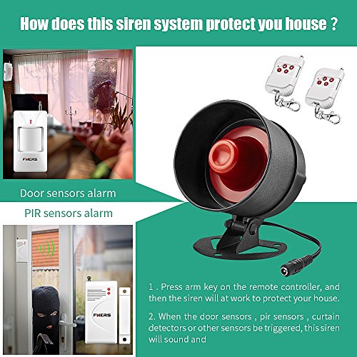 Wireless Live Loud Siren Security Home Alarm System DIY Kit,Fuers AS301 Adjustable Volume Horn up to 110dB Come with Door Contact Sensor,Montion Detector for Home Business Garage